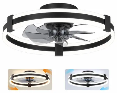 Produktbild von Deckenventilator LED 50cm Schwarz – App & Fernbedienung, 6 Stufen | 3 Farbtemperaturen, dimmbar