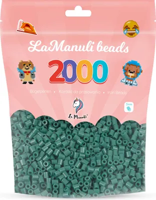 Produktbild von La Manuli 2000 Midi Bügelperlen Dunkelgrün Ø 5 mm Perlen Steckperlen Beads