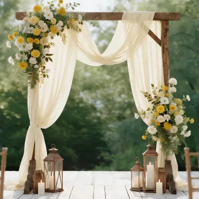 Chiffon-Brautbogen-Drapierstoff, Beige, 75x600 cm, für Hochzeit