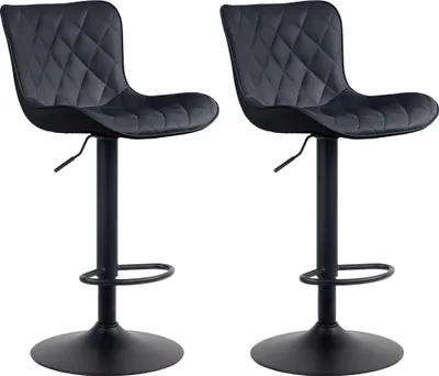 Produktbild von CLP 2er Set Barhocker Emma höhenverstellbar und 360 drehbar | Farbe schwarz Material Kunstleder
