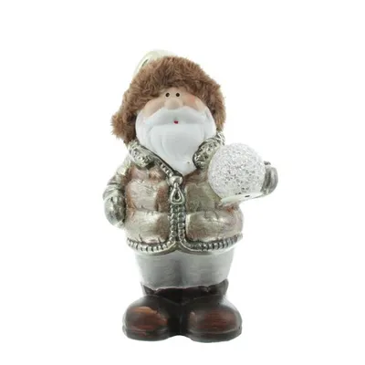 Produktbild von Mel-O-Design Led Figuren Weihnachtsmann Schneemann mit Led Schneekugel stehend Bronze 12 cm x 24 cm x 14 cm Weihnachtsmann