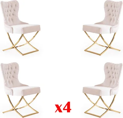 Immagine prodotto di Sedia da pranzo, sedie da cucina, set di 4 sedie in legno massello, rivestimento in tessuto