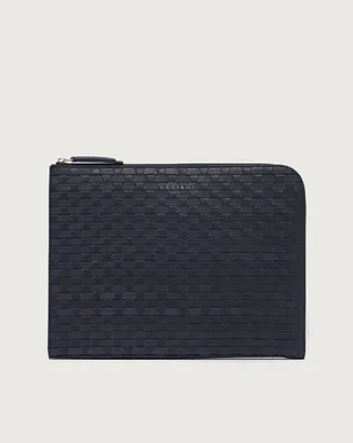 Obrázek produktu pro Mužská peněženka Orciani, model P00734, materiál: tkanina "chevrette", barva: modrá, určená pro nošení dokumentů