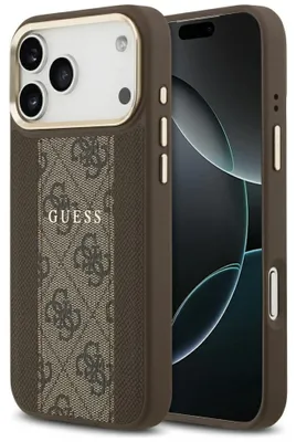 Obrázok produktu pre Guess – Hardcase 4G Stripe MagSafe obal na iPhone 17 Pro – hnedý