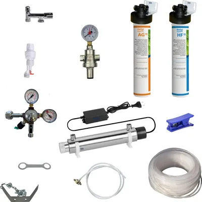 Produktbild von Anschlußpaket Auftisch Wasser Sprudel Tafelwassergerät Ultra Wasserfilter & UVC