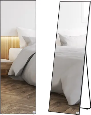 Produktbild von HOMCOM Lustro stojące, wolnostojące pełnowymiarowe lustro, lustro ubraniowe ze stojakiem, lustro ścienne, lustro w szafie do sypialni, przedpokoju, aluminium, 49 x 160 cm