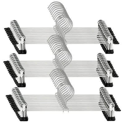 30er-Set Edelstahl-Hosenbügel mit rutschfesten Clips, 28,5 cm