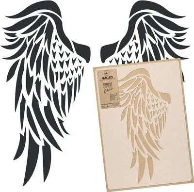 Image de Grand pochoir de peinture M 43x64 cm, motif d'ailes d'ange, pochoir mural réutilisable en plastique DIY artisanat