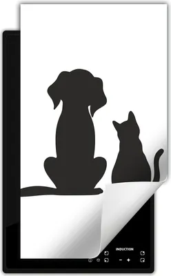 Produktbild von DarHaus Herdabdeckplatte 1 teilig 30x52 cm Anti Rutsch Matte Aufrollbar, Hund und Katze