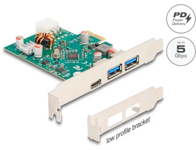 Immagine prodotto di Delock - USB-Adapter - PCIe 2,0 - USB 3,0 x 2 + USB-C 3,2 Gen 2 mit Spannungsversorgung x 1 (90229)