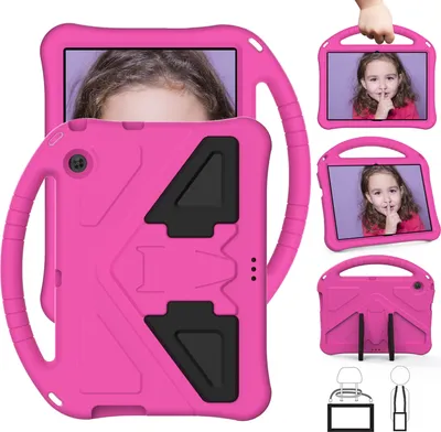 Obrázek produktu pro Dětské pouzdro pro Huawei MediaPad T3 10 9.6", EVA lehké nárazuvzdorné pouzdro s skládacím stojánkem a rukojetí Růžový