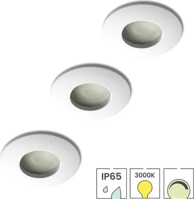 Produktbild von 3-er Set Bad-Einbaustrahler weiß + LED-Spots GU10 Lybardo | 5,5 Watt dimmbar | IP65 | 3000K modernes Warmweiß
