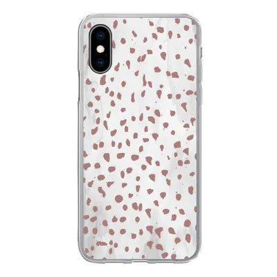 Produktbild von MuchoWow® Handyhülle Schutzhülle Hülle für iPhone X Polka dots - Braun - Weiß Silikon Softcase Handy Hülle - Handyhülle
