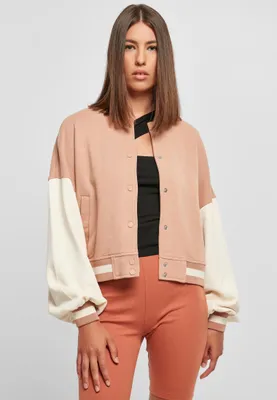 Productafbeelding van Dames collegejas Urban Classics Oversized 2-kleurige Terryjas amber/wit - maat S