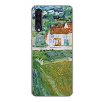 Produktbild von MuchoWow® Handyhülle Schutzhülle Hülle für Samsung Galaxy A50 Landschaft mit Kutsche und Zug - Vincent van Gogh Silikon Softcase Handy Hülle - Mobiltelefonhülle