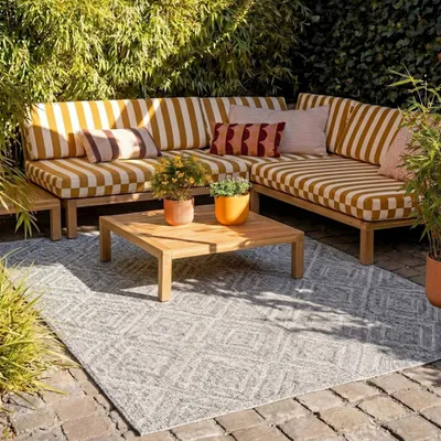 Produktbild von Volero - Outdoor Teppich - Summer Retro Grau - 160x230 cm - Balkon, Garten, Terrasse - Modern, Retro