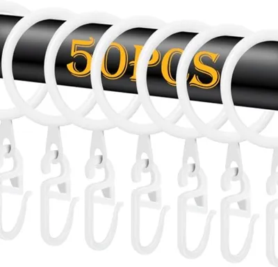 Produktbild von PromoHome® 50 Stück Metall-Vorhangringe schwarz mit Kunststoffhaken - 30 mm Innendurchmesser - für Vorhangstangen bis 27 mm - Set aus 50