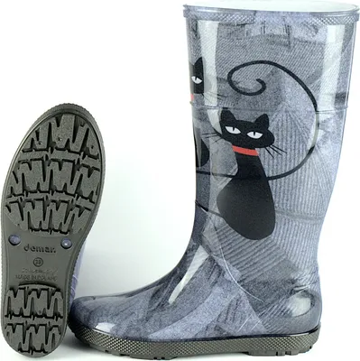 Produktbild von DEMAR Damen Mädchen Gummistiefel Regenstiefel Langschaft Gartenschuhe Wasserdicht Mit Katzen-Motiv 38