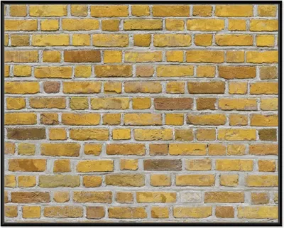 Produktbild von Wallario Wandbild Ziegelsteinwand in gelb - Backsteine, Größe: 40,30 x 50,30 cm, Poster mit schwarzem Aluminiumrahmen