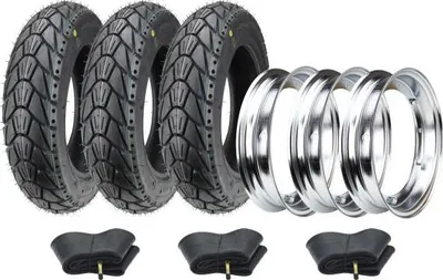 Productafbeelding van 3 x All-wetterbanden, winterbanden, 100/90-10 M+S, complete wielsets voor Piaggio Ape