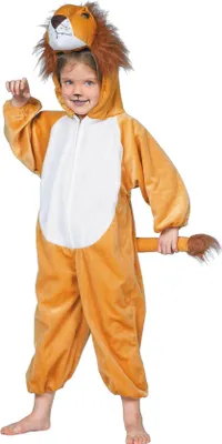 Image de Costume de lion pour enfants en peluche pour carnaval, déguisement avec fermeture éclair