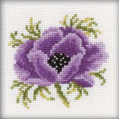 Productafbeelding van RTO Kruisstikset "Anemoon" H173, telpatroon, 10x10 cm