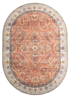 Image de Volero - Tapis d'Extérieur Ovale Vintage - Santo Flora Terra - 160x230cm
