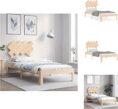 Zdjęcie produktu dla vidaXL Łóżko z litego drewna z zagłówkiem 90x200 cm - Łóżka i ramy łóżek