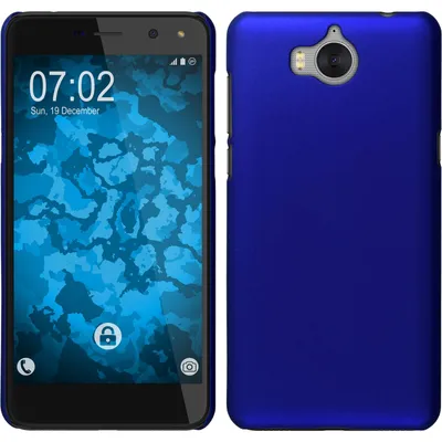 Produktbild von PhoneNatic Case kompatibel mit Huawei Y5 2017 - Hülle blau gummiert Hard-case + 2 Schutzfolien