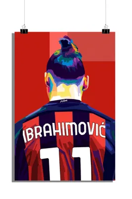 Produktbild von Zlatan Ibrahimović Poster - Fußball Poster - AC Milan Poster - Trikot Poster - 51x71cm - Perfekt zum Einrahmen