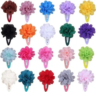 Produktbild von Haarspelden-Set mit 20 Stücken - farbenfrohe Chiffon-Blumen - Haarspangen für Mädchen, Frauen und Hochzeitsfrisuren