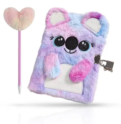 Image de Journal intime avec fermeture à clé pour filles, format A5, ligné, 160 pages, motif ours en peluche, avec stylo
