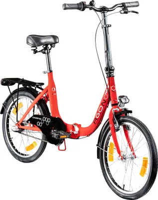 Produktbild von Agon Cruiser 20 Zoll Klapprad für Damen und Herren 150 - 185 cm StVZO Faltfahrrad Erwachsene tiefer Einstieg rot