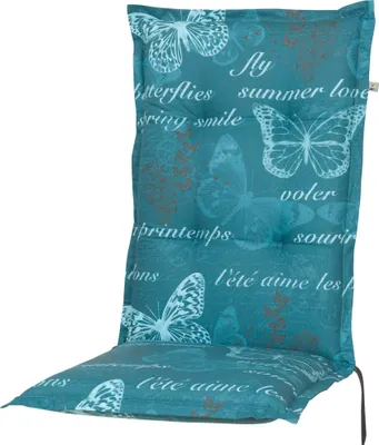Produktbild von Auflage Hochlehner Bali 2388 blau/petrol Schmetterlinge 120x49x8 cm KETTtex