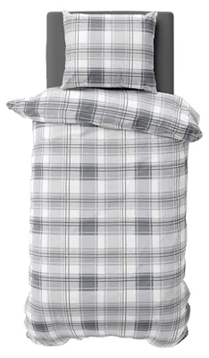 Produktbild von Bettwäsche 155x220 cm Baumwolle Renforce Bettbezug Garnitur Set Kariert Silber Grau 2 teilig