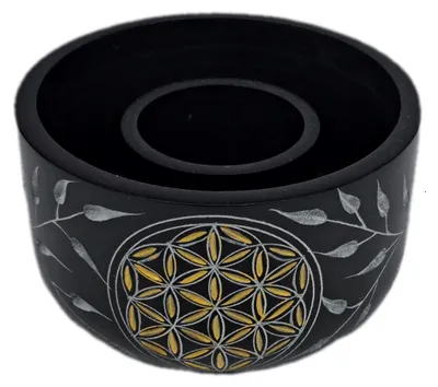 Produktbild von Smudge-Bowl "Blume des Lebens" gold, Black Stone, 5,5cm Ø9cm (innen Ø4cm)