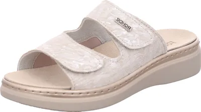 Produktbild von Rohde Damen Pantolette Leder Klettverschluss Muster Wechselfußbett Abano 5224, Größe:41 EU, Farbe:Beige