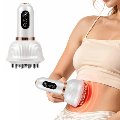 Produktbild von Körpermassagegerät mit Wärmefunktion, kabelloses Schröpfmassagegerät mit Rotlicht und Vibration, 9 Stufen, EMS Massagegerät für Bauch, Beine und Rücken