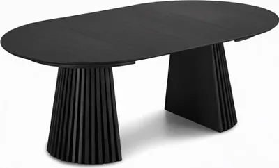 Produktbild von Tokyo Esstisch inkl. 2 Zusatzplatten ø120x120-160-200cm schwarz Eiche Furnier.