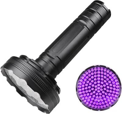 Imagen del producto de Linterna UV de 395 nm – 128 LEDs, resistente al agua IPX4 – Ideal para resina epoxi, orina de mascotas, minerales y viajes