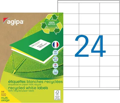 Produktbild von agipa Recycling Vielzweck-Etiketten 70 x 35 mm weiß 2.400 Etiketten
