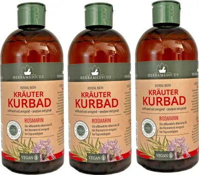 Produktbild von 3x 500 ml Herbamedicus Kräuterbad Rosmarin Kurbad entspannende