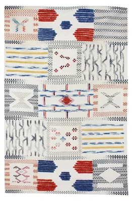 Image de Tapis Empire 100 en Laine et Coton Ivoire Multicolore