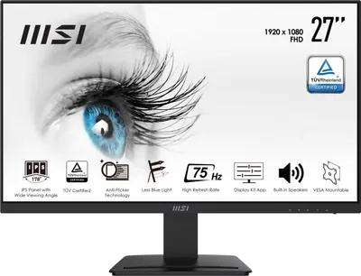 Produktbild von MSI Pro MP273, 68,6 cm (27"), 1920 x 1080 Pixel, Full HD, LED, 5 ms, Schwarz