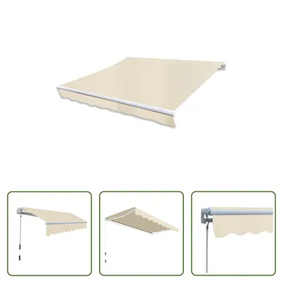 Immagine prodotto di The Living Store tenda a bracci pieghevoli azionata a mano 300 cm bianco crema