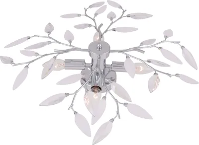 Produktbild von Globo Lighting Deckenleuchte Metall verchromt, Acrylkristalle klar, satiniert, ø: 620mm, H: 150mm, exkl. 4x E14 40W 230V