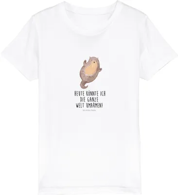 Produktbild von Mr. & Mrs. Panda Kleinkinder T-Shirt Otter Umarmen 12-14 Jahre (152/164) - Weiß - Geschenk, Seeotter See, Kinder-T-Shirt, Optimistisch, Kurzarm Kinder, Hallo, Bio