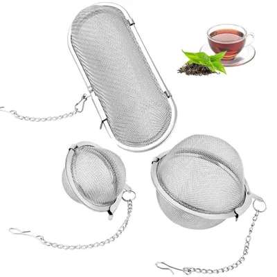 3 Gewürzsiebe aus Edelstahl mit Kette, Tee-Ei, Gewürzkugel