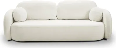 Produktbild von Sofa AMICO mit Schlaffunktion, Schlafsofa, Wohnzimmersofa, Couch, Soffa, Bettsofa, Bucle-Stoff – Creme SICURO 60