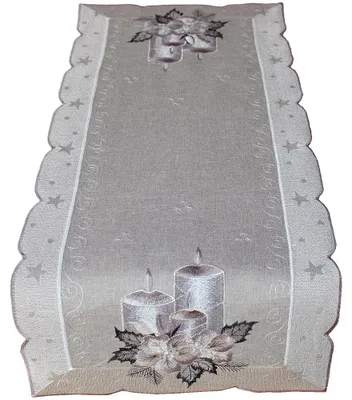 Produktbild von Tischdeckchen OLIVIA Kerzen Weihnachten Polyester grau 30 x 70 cm